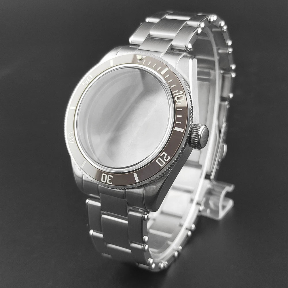 39mm silver watch case with domed sapphire glass, compatible with NH35 NH36 NH34 NH38 NH39 NH70 ETA2824 PT5000 movements. image 5