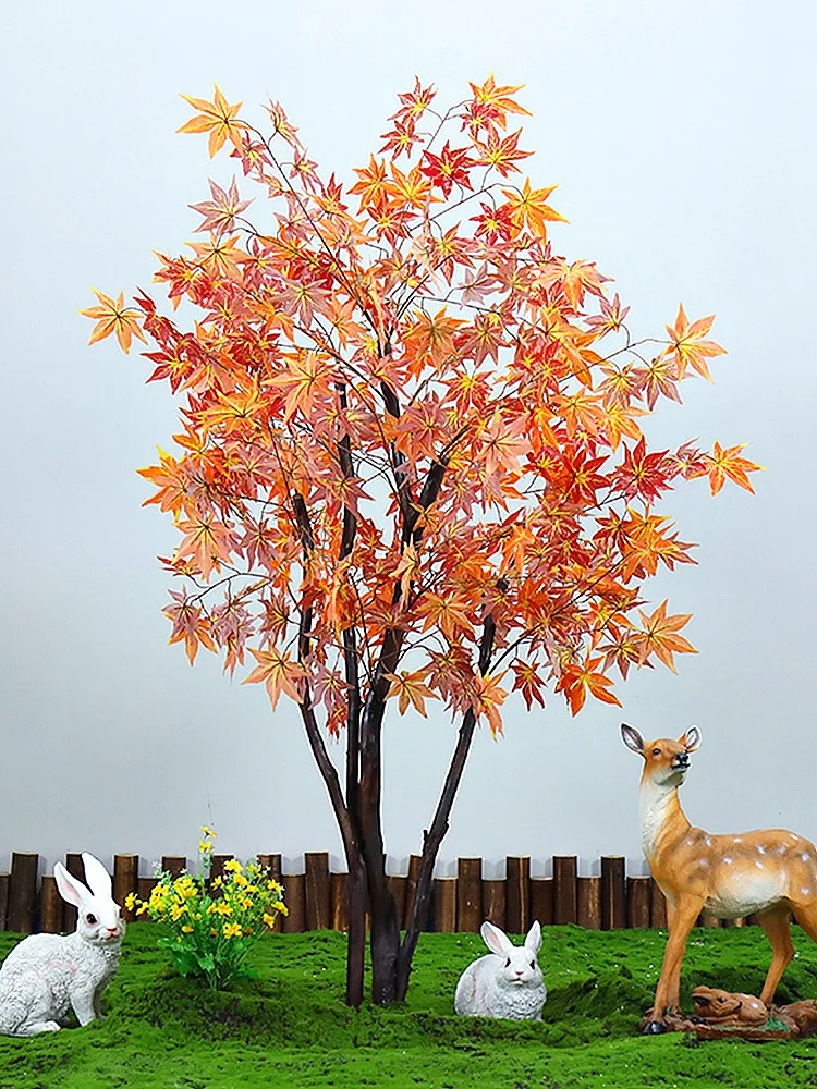 Modern practical simulation plants, green maple, red maple, simple decoration, placing props, simulation tree