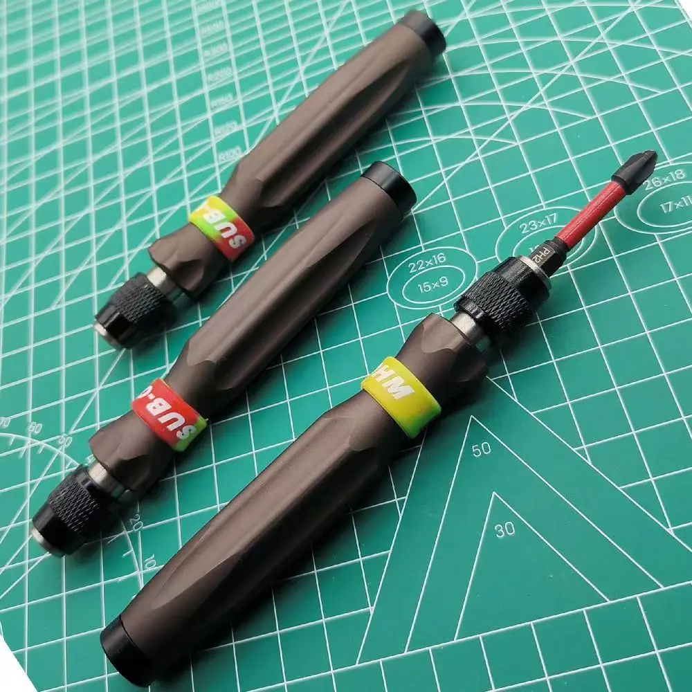 Mini chave de fenda com alça, ferramentas de manutenção multifuncionais, cabeça hexagonal, travamento automático universal, 6,35mm
