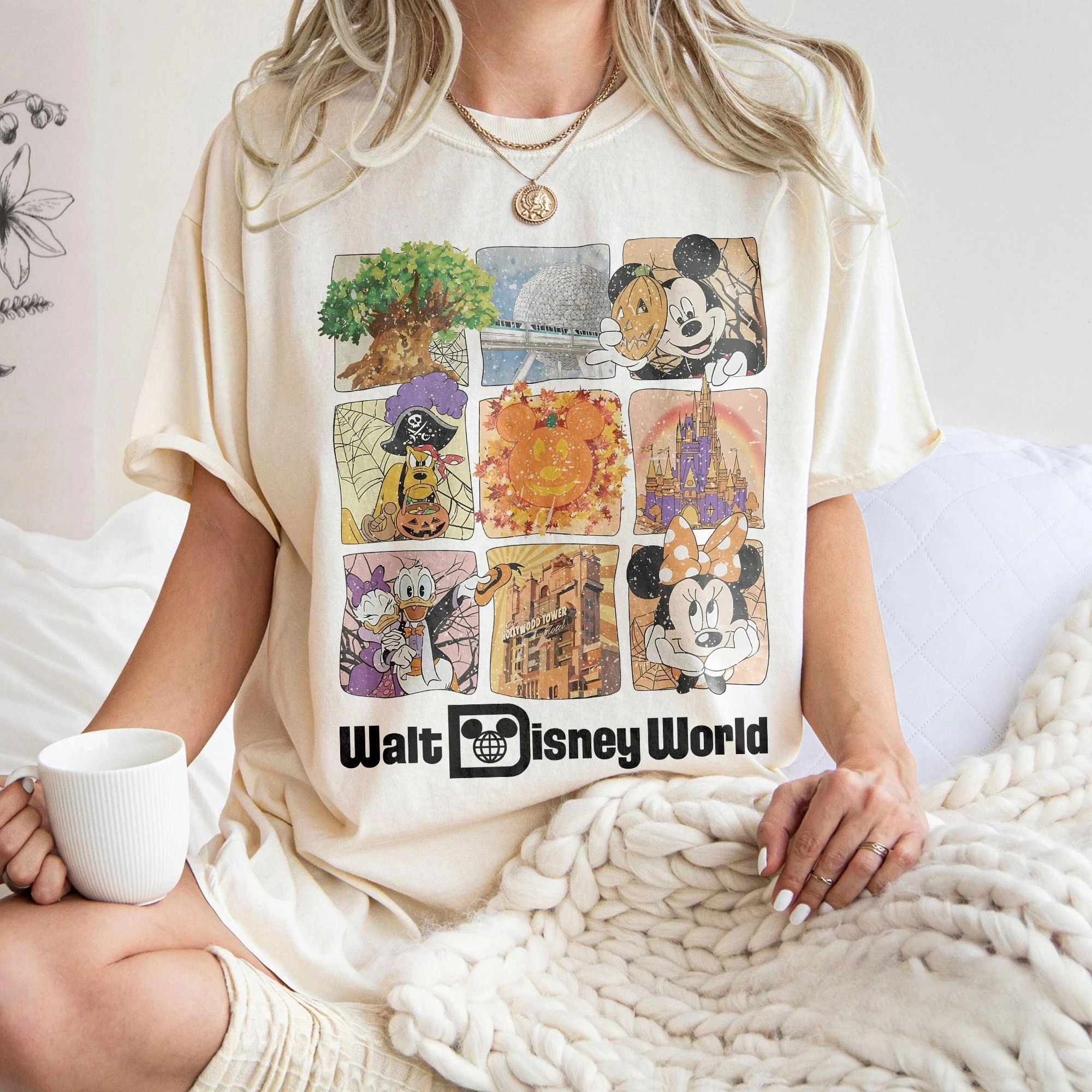 

2025 летняя модная новая рубашка в стиле ретро на Хэллоуин, футболка с Микки и друзьями на Хэллоуин, семейная дорожная рубашка на Хэллоуин