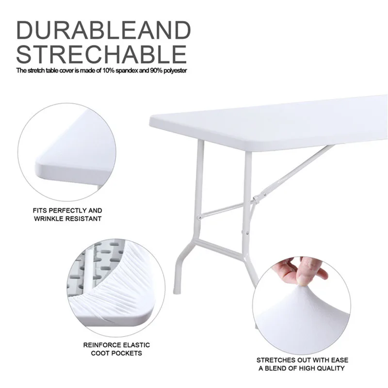 Spandex Rectangle Table Cloths Resturant Polyester Elastic Fitted Tablecloth Camping Party Picnic Washable Dustproof Table Cover