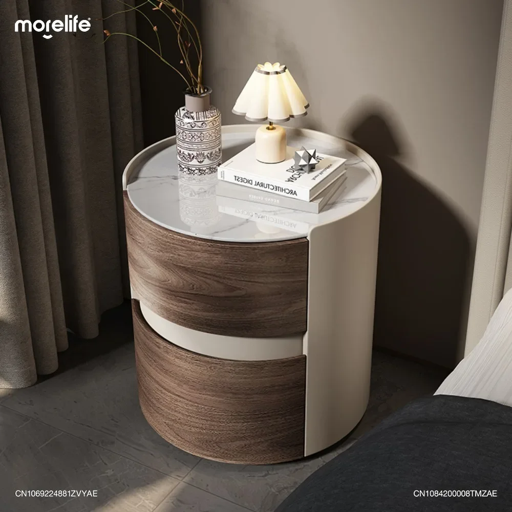 

High-end Italian Light Luxury Minimalist Bedside Table 2024 High End Designer Circular Nightstand Bedside Table Furniture F01+