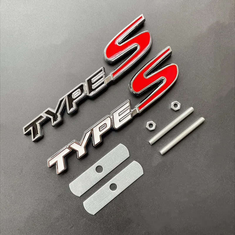 3D Metal Red Type S Logo Letters Car Emblem Badge Decal For Honda CIVIC FN1 8TH Accord Integra Mugen Type S Sticker Accessories