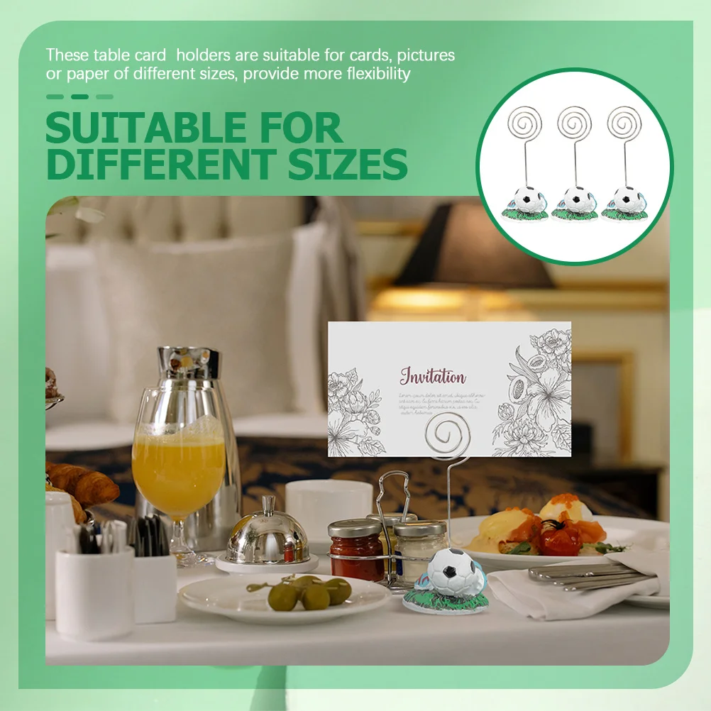 

3pcs Table Number Holders Football Theme Stand For Memo Photo Clip Place Card Holder Table Cards Display Wedding Party Banquet