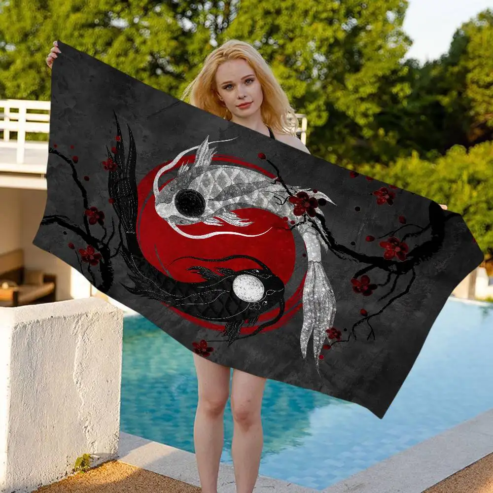 Chinese Dragon Tiger Tai Bagua Yin Yang Big Microfiber Beach Towels Quick Dry Towel Sand Beach Towels Pool Towel For Travel