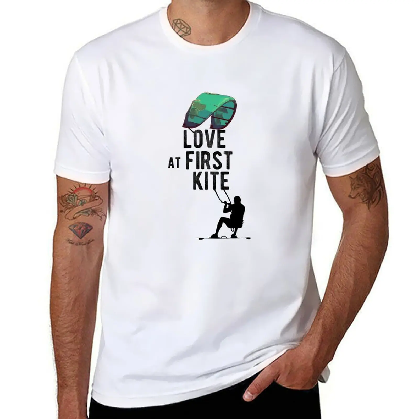 

Love At First Kite - Funny Hydrofoil Kitesurfing T-Shirt man tshirt cotton t shirts high quality T-Shirt