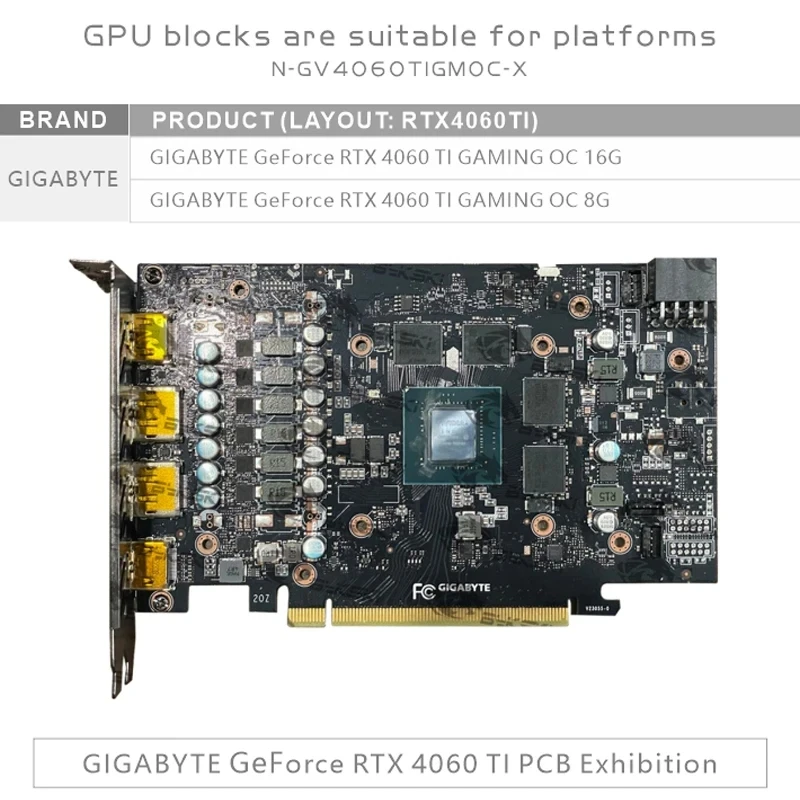 Блок водяного охлаждения Bykski GPU для видеокарты GIGABYTE RTX 4060TI GAMING OC 16 ГБ/8 ГБ/полная Обложка/ARGB 3 штырька