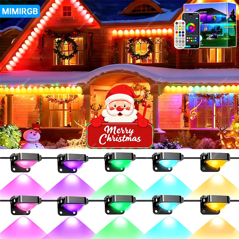 60 متر 120LED الذكية في الهواء الطلق سلسلة أضواء IP67 مقاوم للماء App التحكم RGBIC لتقوم بها بنفسك مزامنة الموسيقى للفناء إيف الطرف إضاءة ديكورية