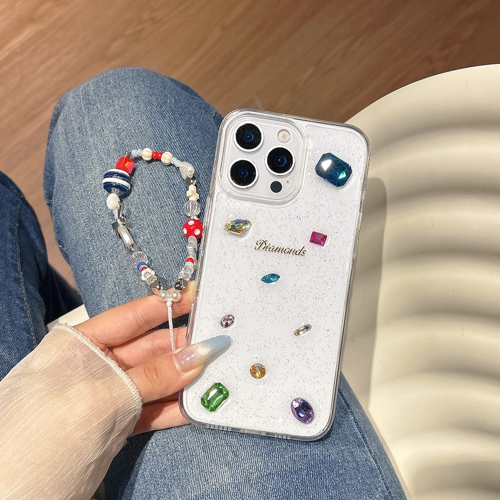 Modische Luxus-Glitzer 3D-Strass-Diamant Transparente Handyhülle für iPhone 17 Pro 16 Pro Max 15 13 14 Stoßfeste Durchsichtige Schutzhülle – Detail 12