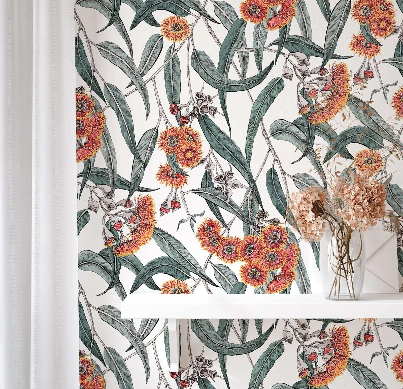 

Самоклеящиеся обои с зелеными листьями в рулоне. Настенная роспись с листьями и цветочным рисунком для украшения комнаты или традиционной без наклеивания