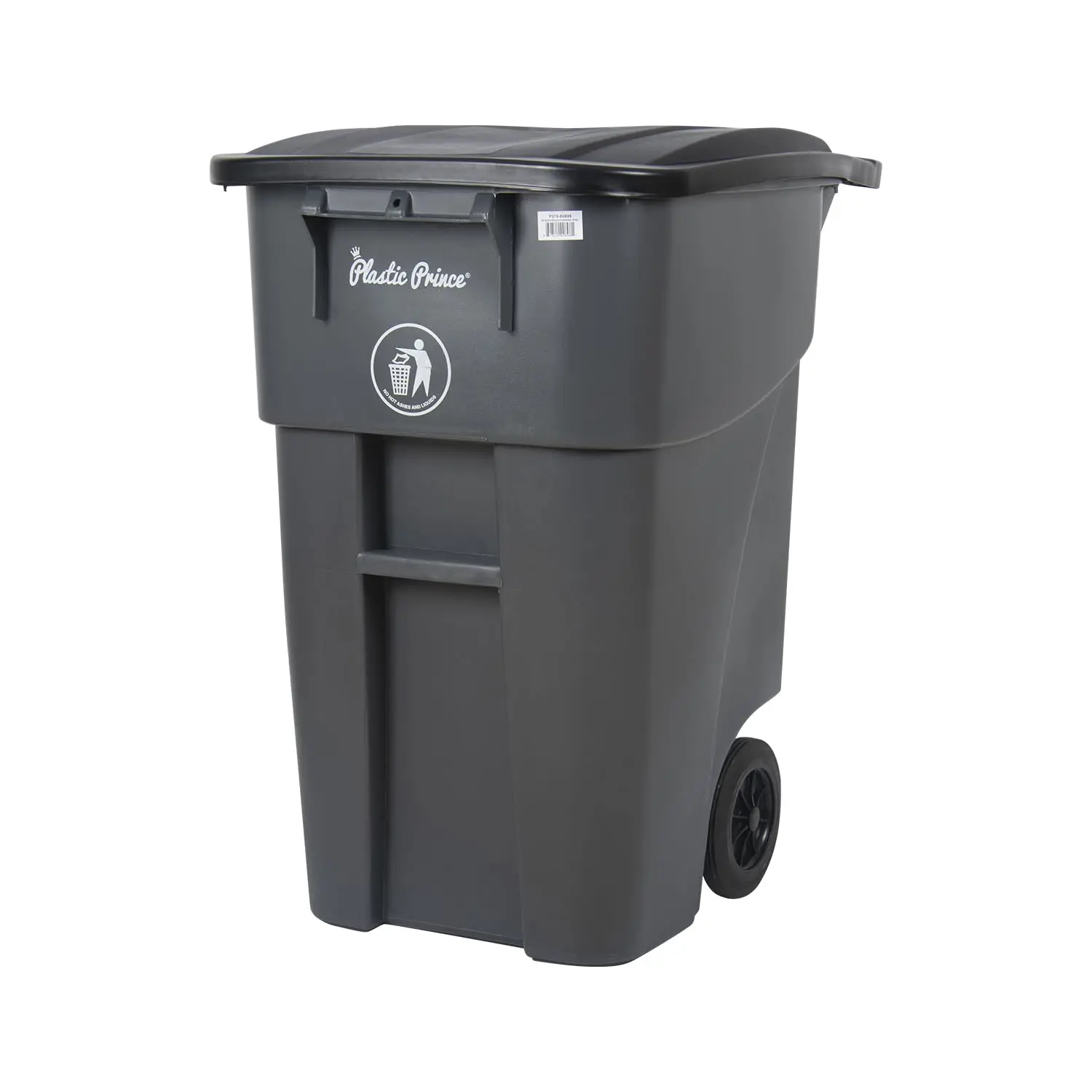 50 Gallon Rollout Trash Can with Lid, Commercial Heavy-Duty Container with Wheels, Gray