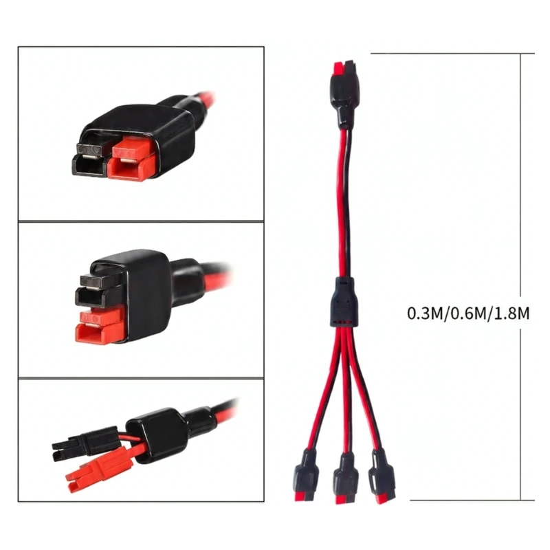 Q6PA 12AWG 45A ADS Splitter Power Cable, Solar Charging Splitter Cable for Battery Systems and Solar Array Service