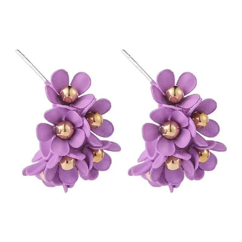 2026 Korea Purple Geometric Pendant Earrings Multiple Drop Earrings Unique Design Flowers Butterfly Heart Acrylic Dangle Earring