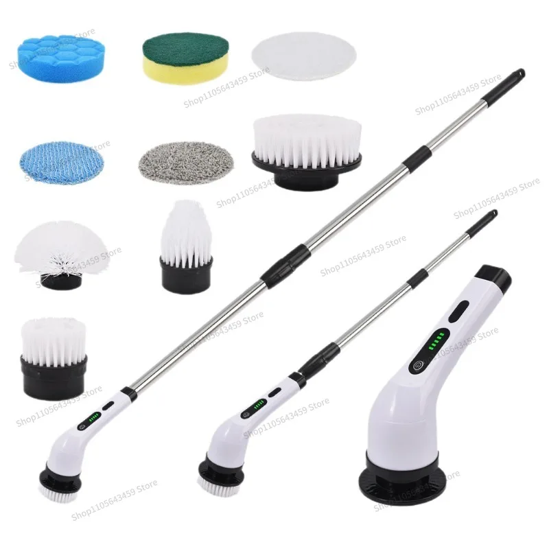 For multi-function electric cleaning brush 9-in-1 bathroom glass length adjustable dual-purpose brush household cleaning