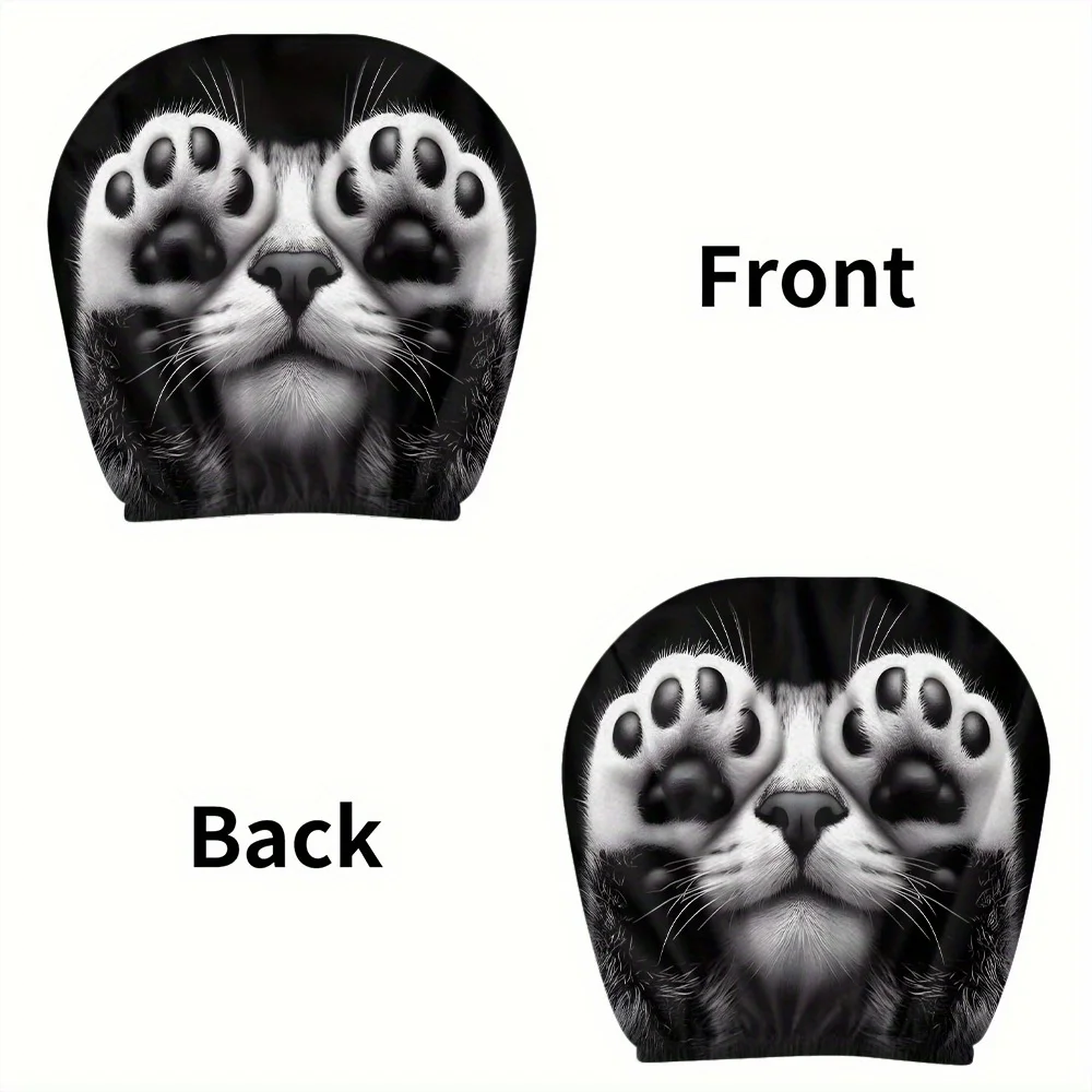 2pcs cute cat paw print car headrest covers, retractable, suitable for all car models, stain-resistant, as a gift for festivals