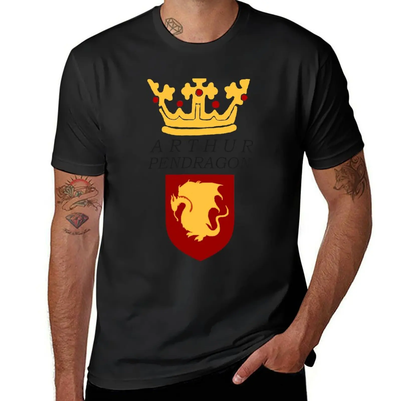 

Arthur Pendragon Crest Print (BBC Merlin) T-Shirt oversized anime new edition boys animal print mens graphic t-shirts