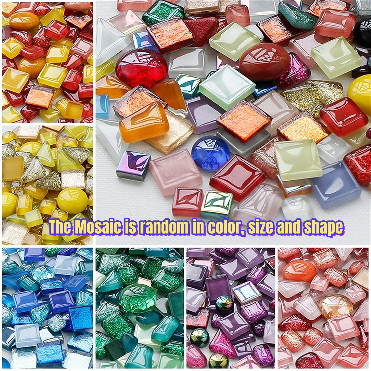 500g Mixed Color Irregular Crystal Mosaic Tiles,Mix Color Series,Crystal Craft for Craft Bathroom Kitchen Home Decoration DIY Ar