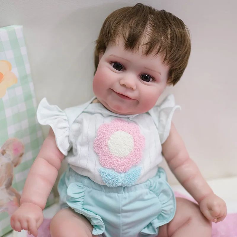 48cm Maddie Reborn Baby Doll Newborn Girl Baby Lifelike Real Soft Touch with Hand-Rooted Hair High Quality Handmade Art Doll