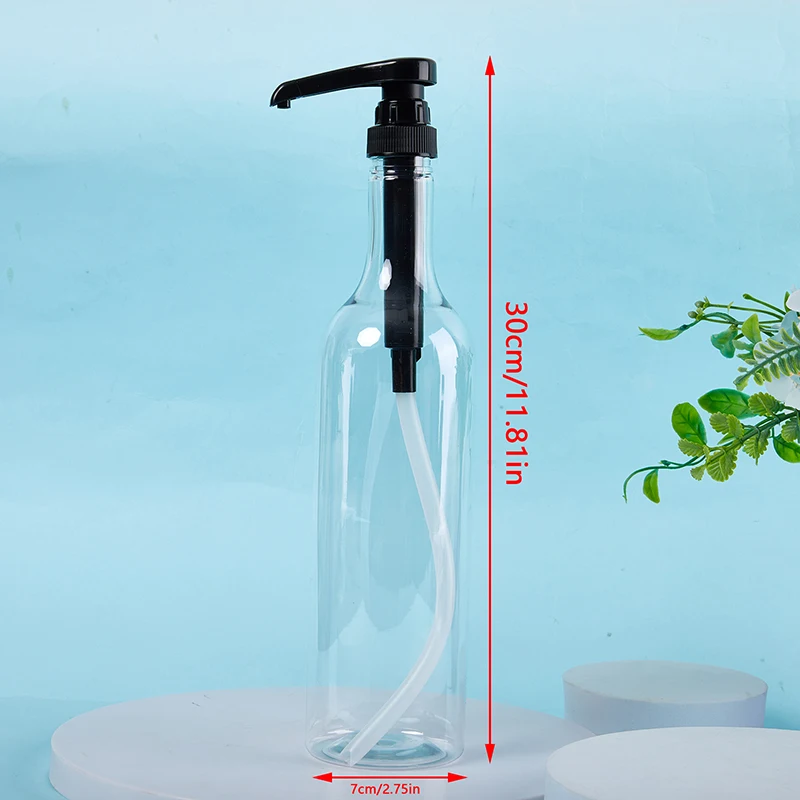 750ml Transparent Coffee Syrup Drip Pump Bottle Liquid Sauces Squeeze Dispenser Milk Beverage Honey Jar Storage Container