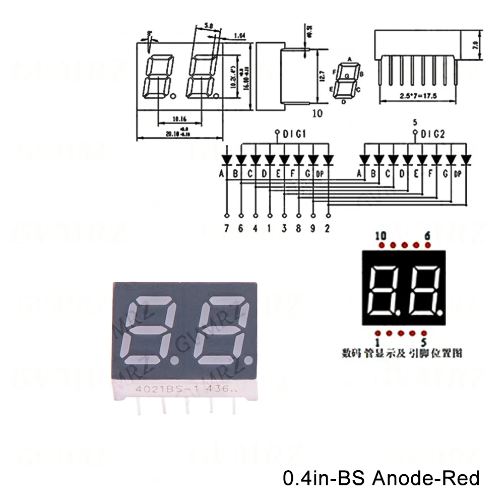 0.4inch Digital tube Common AnodeCathode Red 2 3 4 Bit digital Tube LED Display 7 segment 4bit Anode/4bit Cathode