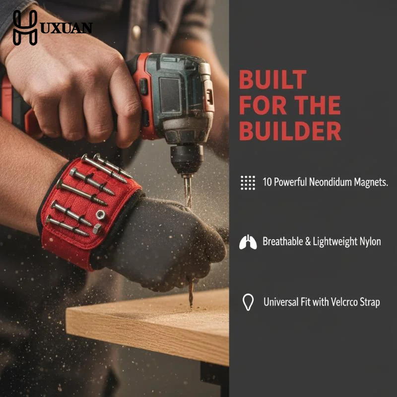 Magnetic Wristband Portable Tool Bag Electrician Adjustable Wristband For Holding Screws,Nails,Drilling Bits,Wrist Tool Holder