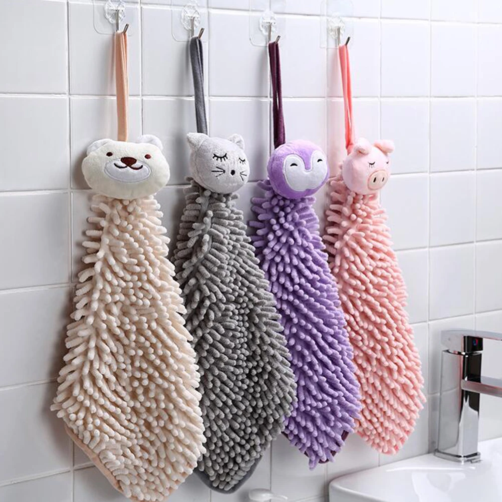 

Microfiber Hanging Hand Towels Thick Soft Bath Scarf Creative Pet Design Water Absorption Dry Hands Instantly Home Use