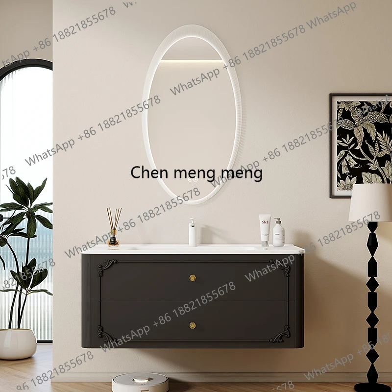 

Роскошный европейский минималистичный шкафчик для ванной комнаты с зеркалом и органайзером, дизайнерская мебель для туалетной комнаты