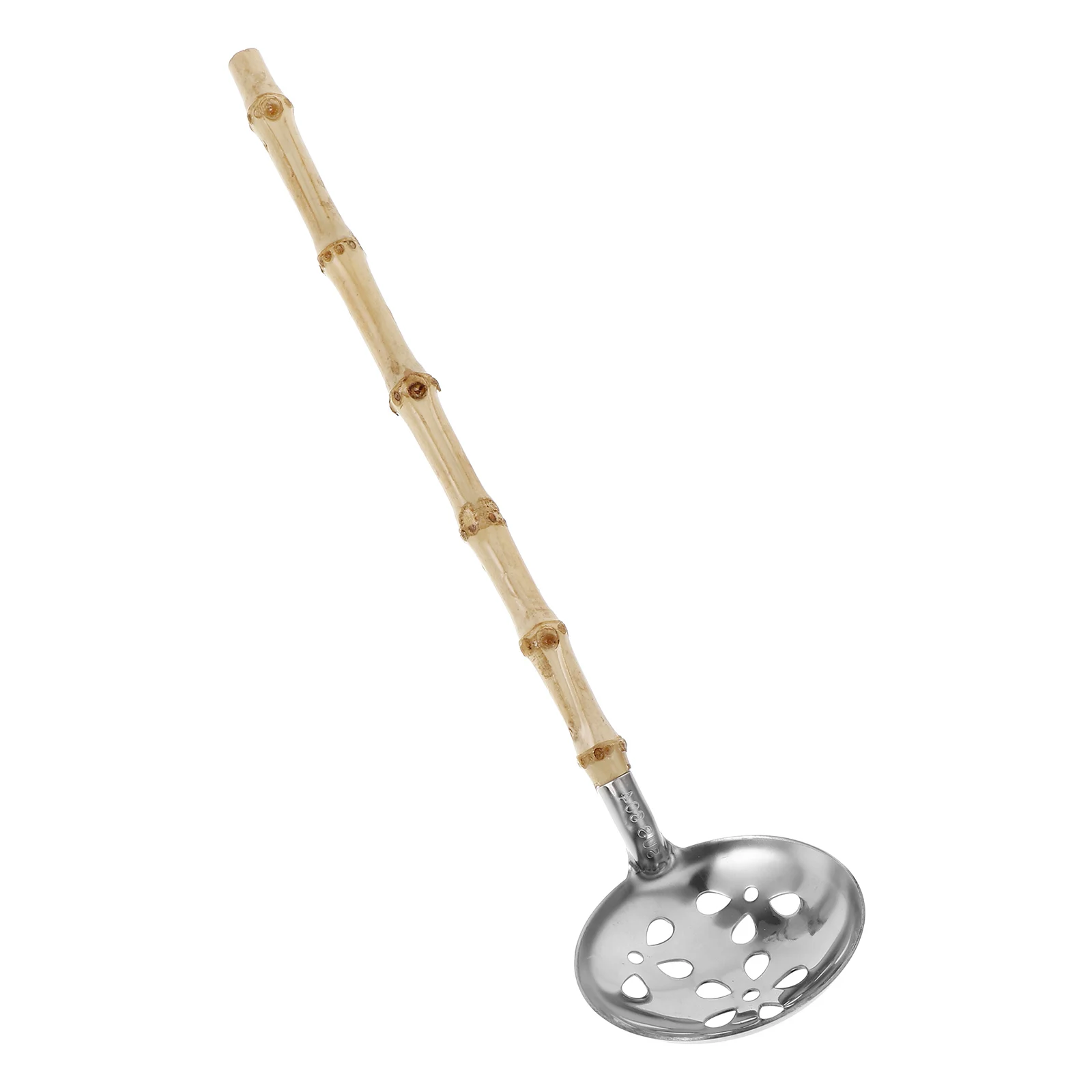 

Bamboo Handle Slotted Spoon Light Brown 304 Stainless Steel Kitchen Utensil Hot Pot Skimmer Multifunctional Cooking Tool