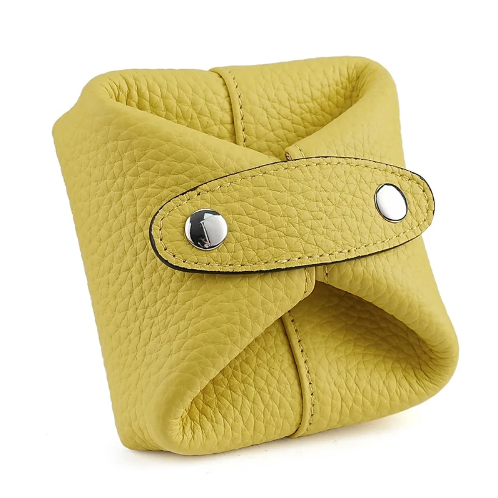 Solid Color Cowhide Coin Purse Multi-function Car Key Storage Coin Purse Mini Cosmetic Bag Korean Style Small Earphone Bag Gifts