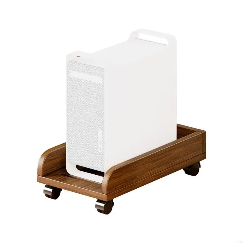 Strong Wooden Computer Stand With 4 Smooth For Easy Movement And Better Air Circulation Under Desk B03E