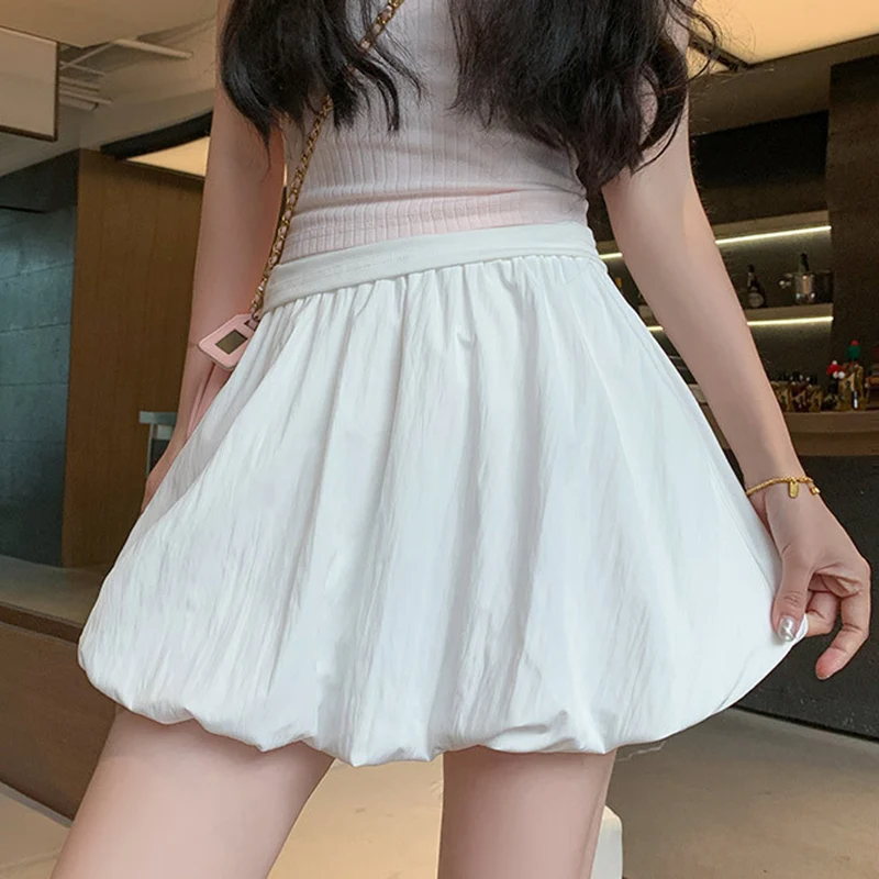 High Waist Wide Leg Floral Skirt Women Summer Chic Pumpkin Shorts Mini Skirts Female Sweet Elastic Waist A Line Short Skirts