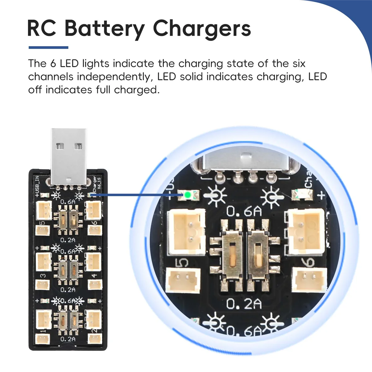 1S LiPo Bateria Carregador USB, Micro- JST, Conectores MCX, Conectores MCX, 3.7V, 4.20V, 6 Canais, 1.25 JST-PH, 1.25 V