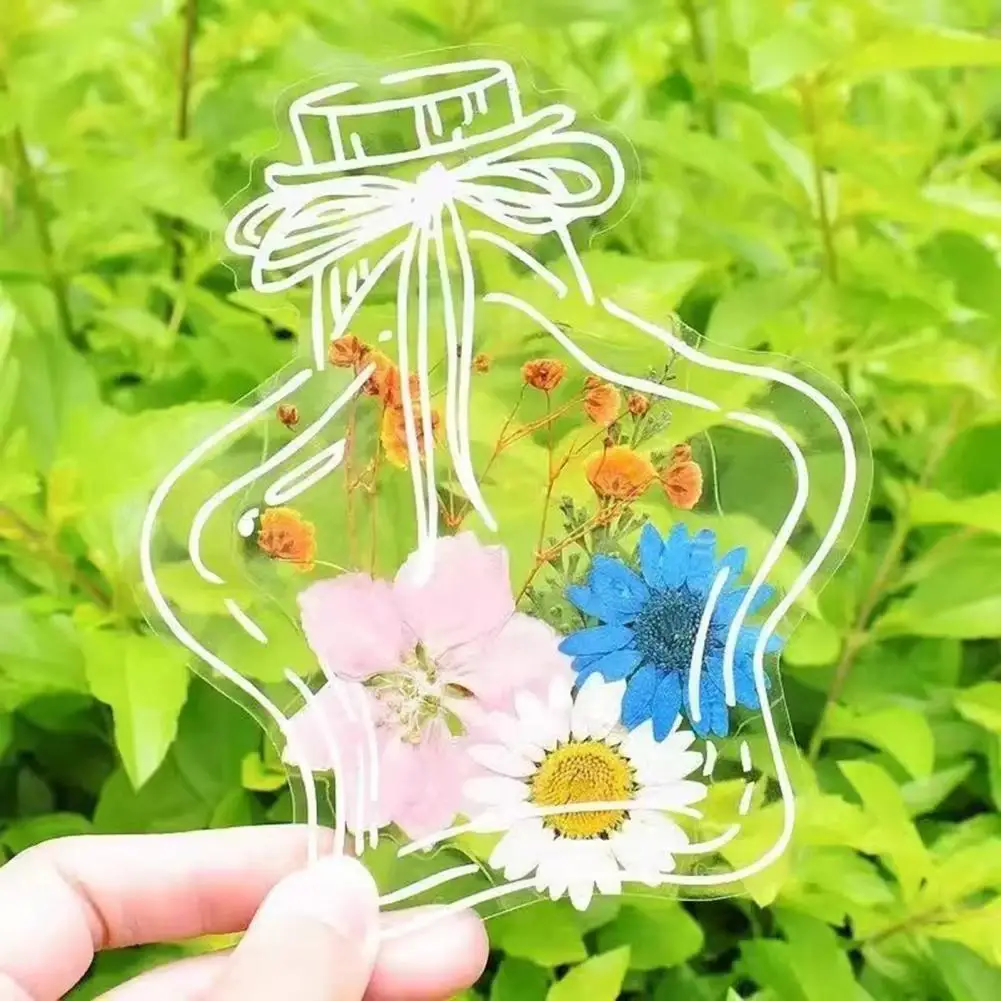20Pcs 13cm DIY Dried Flower Bookmarks Handmade Transparent Pressed Flower Bookmark Making Kit Clear Jars Sticker Bottle Shape