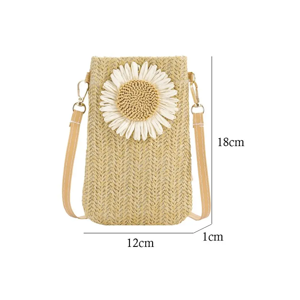 Gras Geweven Crossbody Schoudertas Eenvoudige Kleine Portemonnee Gevlochten Handtassen Zomer