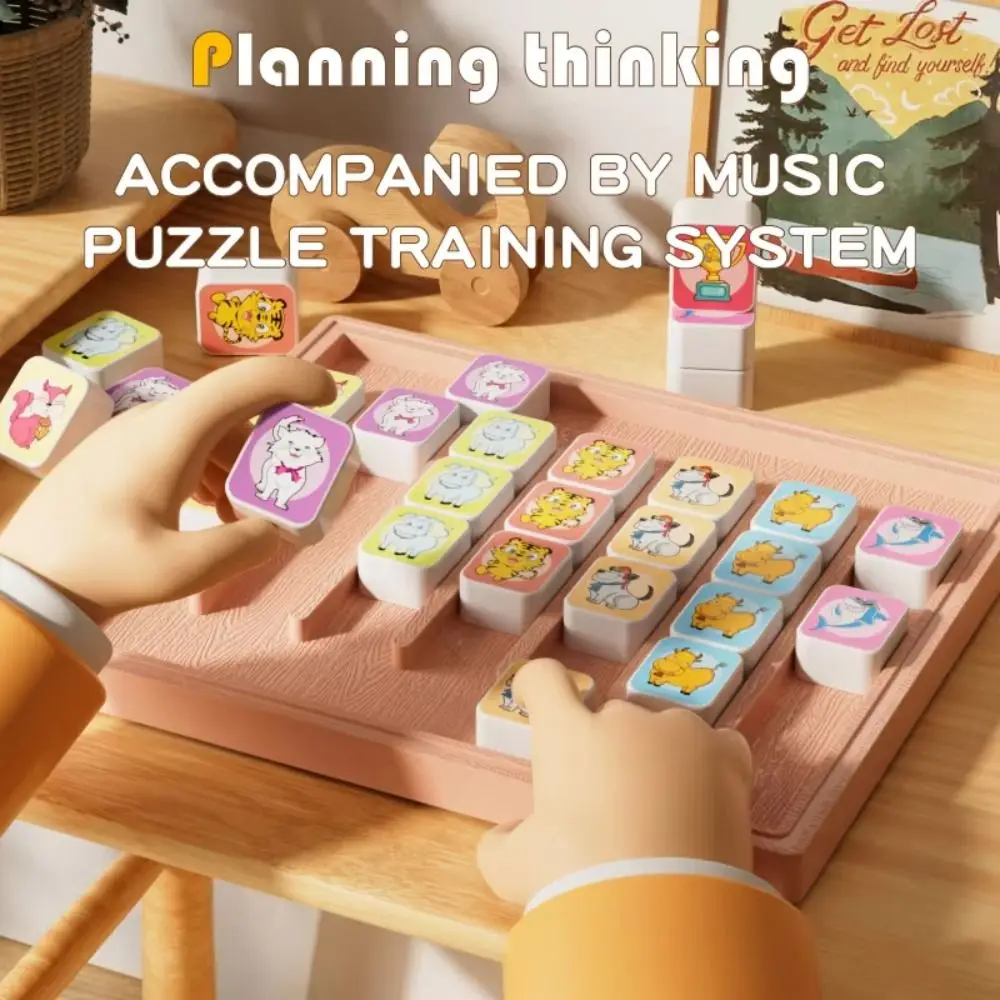 Wooden Pet Matching Toy Animal Early Educational Tabletop Push-Pull Puzzle Toy Interactive Easy To Play Family Board Game