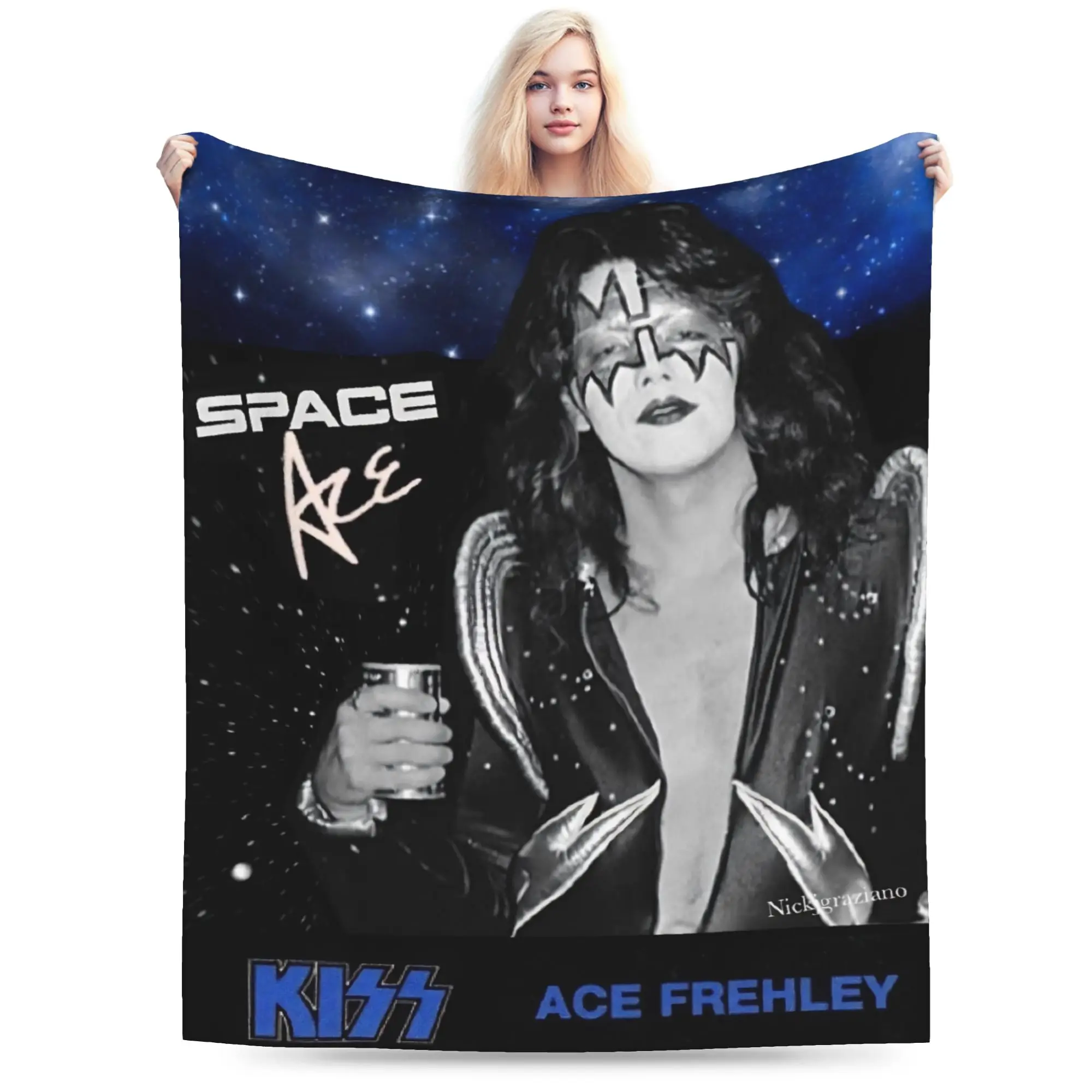 Ace Frehley The Spaceman 1951-2025 Blankets Lightweight Thin Coral Fleece Plush Cute Gifts Kiss Band Throw Blanket Quilt