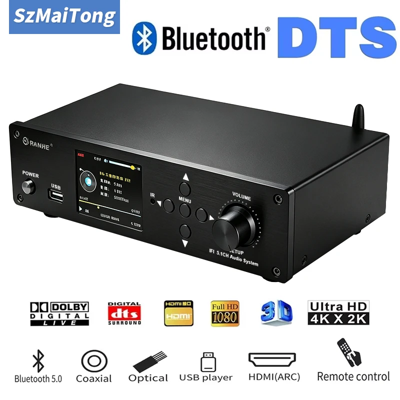 4K HDMI-compatible 2.0 DAC Converter 5.1CH Audio Decoder with Bluetooth PC-USB DAC DTS AC3 5.1 Digital Audio System