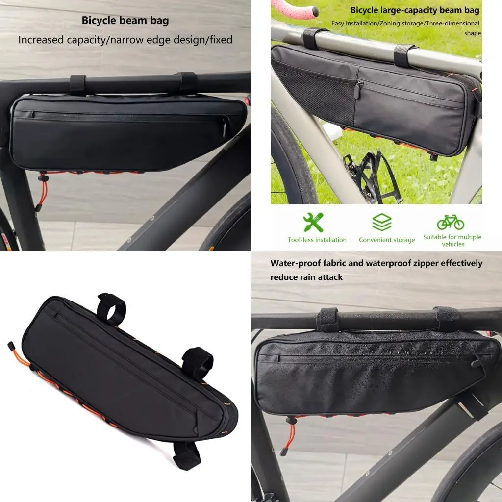 

Weatherproofed Bike Top Tube Organizers Removable Shoulder Strap for Commuters Cyclists W89F