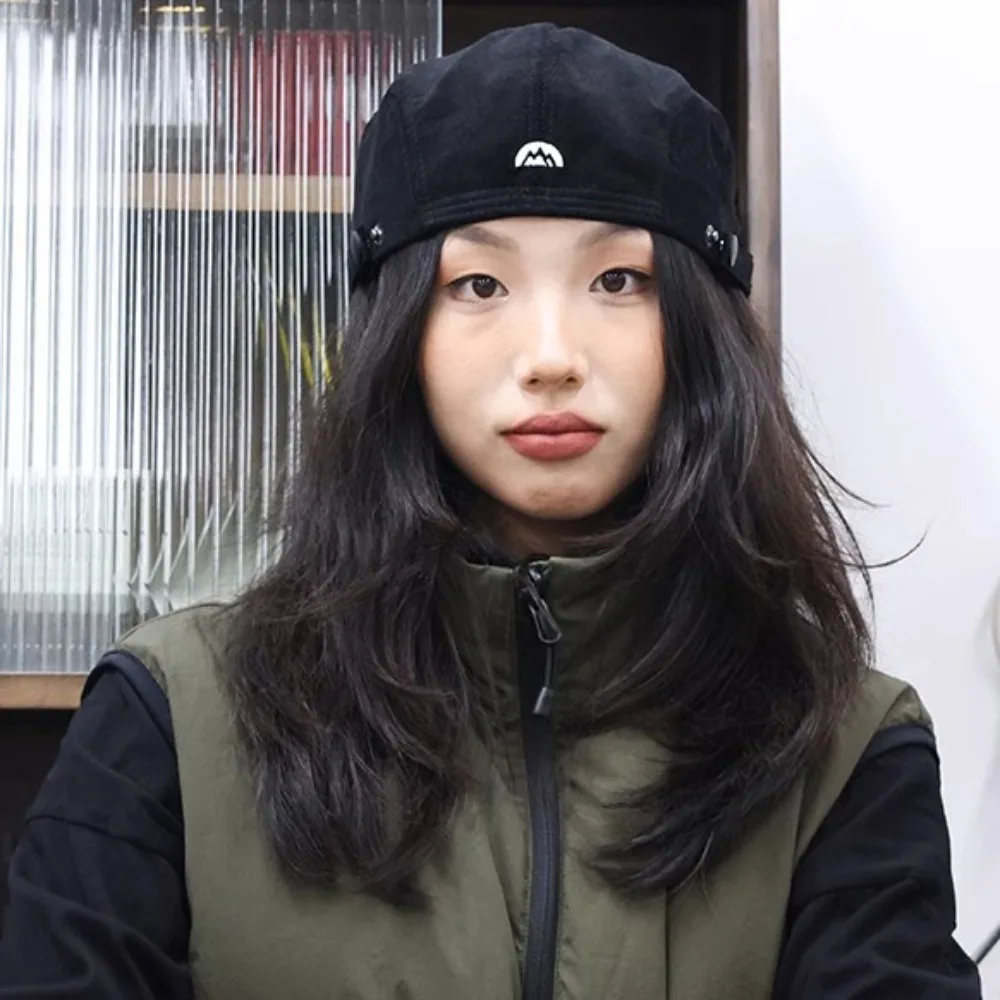 

Personality Pure Color Newsboy Flat Cap British Style Artist Embroider Letter Hat Casual Fashion Retro Painter Hat Streetwear