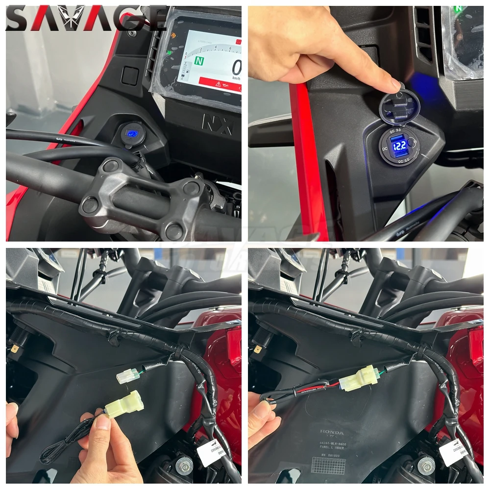 3.0 USB Quick Charge Power Outlet Connector For Honda NX400 NX500 CB 500X 500F 500R 650F CBR 650R Auxiliary Power Cable Adapter