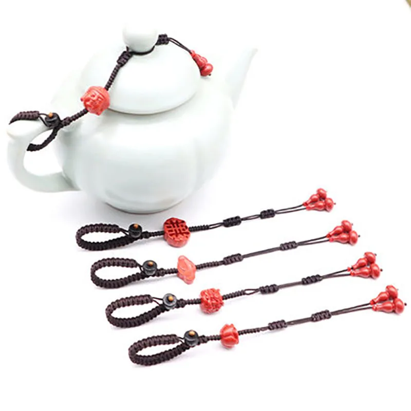 Hand-woven Teapot Lid Rope Kung Fu Tea Ceremony Ceramic Teapot Cover Rope with woodle beads Ceramic Cup Rope