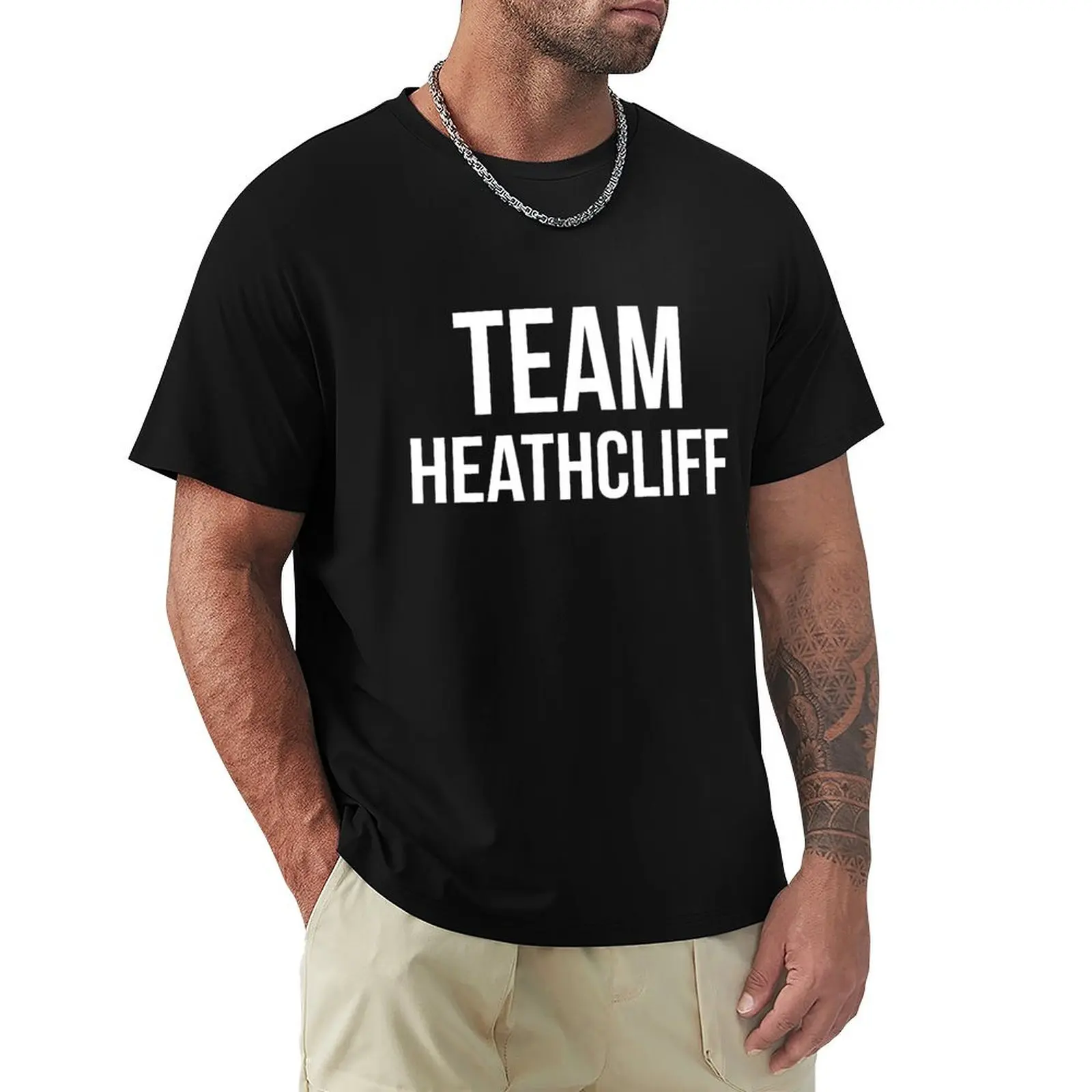 Team Heathcliff Emily Bronte Wuthering Heights Tee T-shirt aesthetic clothes blacks korean fashion Men's t-shirts