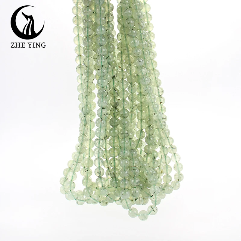 Zhe Ying 100% Prehnite Stone Beads Round Smooth Natural Gemstone Beads for Bracelet Making Diy Accessories