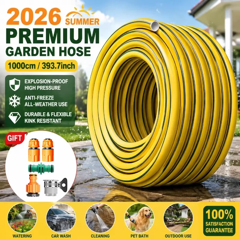 2026 New 10M Premium Garden Hose High Pressure Flexible Water Tube Explosion Proof Anti Freeze Hose for Car Wash Watering Plants
