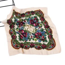 Pareo sciarpa russa fazzoletto etnico Hijab scialle foulard donna lusso quadrato ucraino floreale festa nuziale scialle Folk