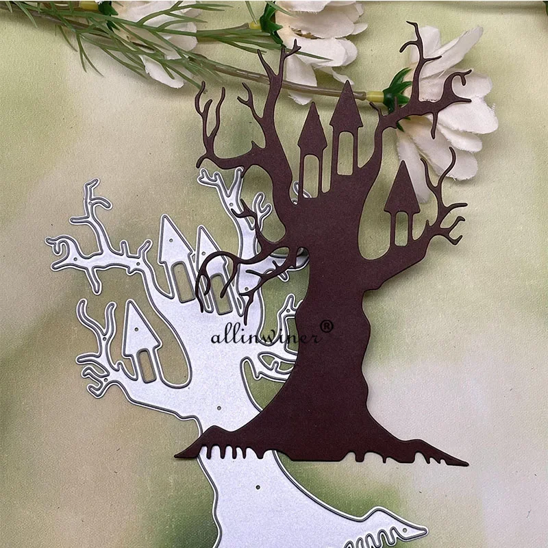 

Halloween Tree Lantern House Metal Cutting Dies Stencils Die Cut for DIY Scrapbooking Album Paper Card Embossing