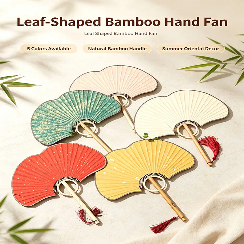 Blank DIY Painting Ginkgo Paddle Fan, Classic Oriental Bamboo Fan for Hanfu Decor Wedding Party Gift