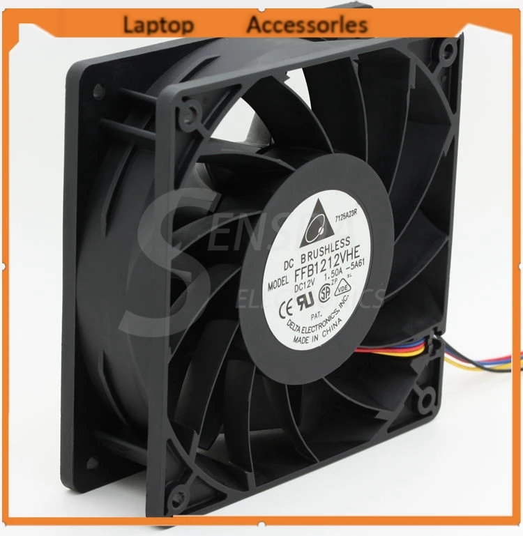 HJ 1pcs Miner Fans 3200RPM for Delta 12038 120mm 12cm FFB1212VHE DC 12V 1.5A 24W 4Wire,Violence Server industrial case Cooling F