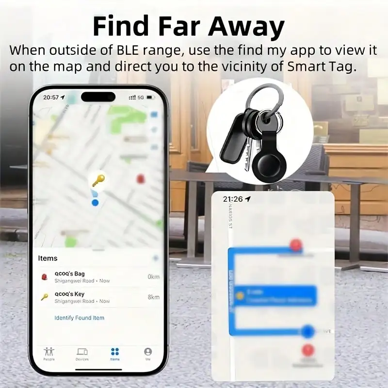 Waterproof Tracker for Apple Find My App–Anti-Lost Smart Tag (iOS)–75dB Loud Buzzer Remote Finder–Locate Keys Wallet Car Pets