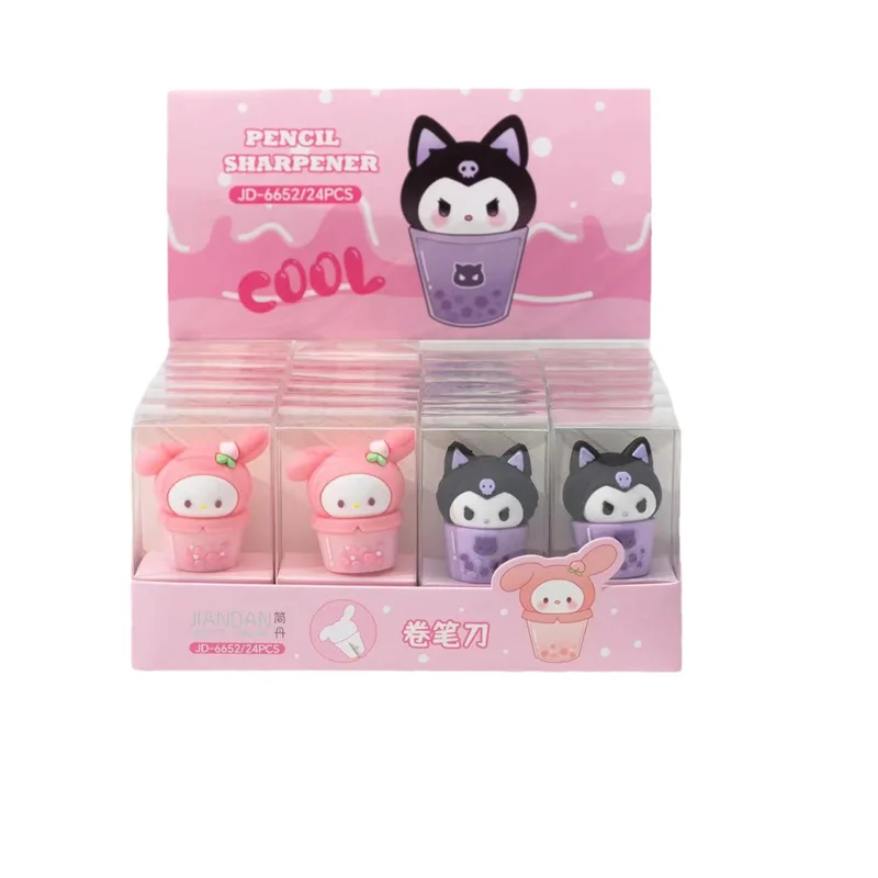 24 pcs/lot Sanrio Kawaii Melody Kuromi Pencil Sharpener Cute Mini hand mechanical Cutter Knife stationery gift school supplies